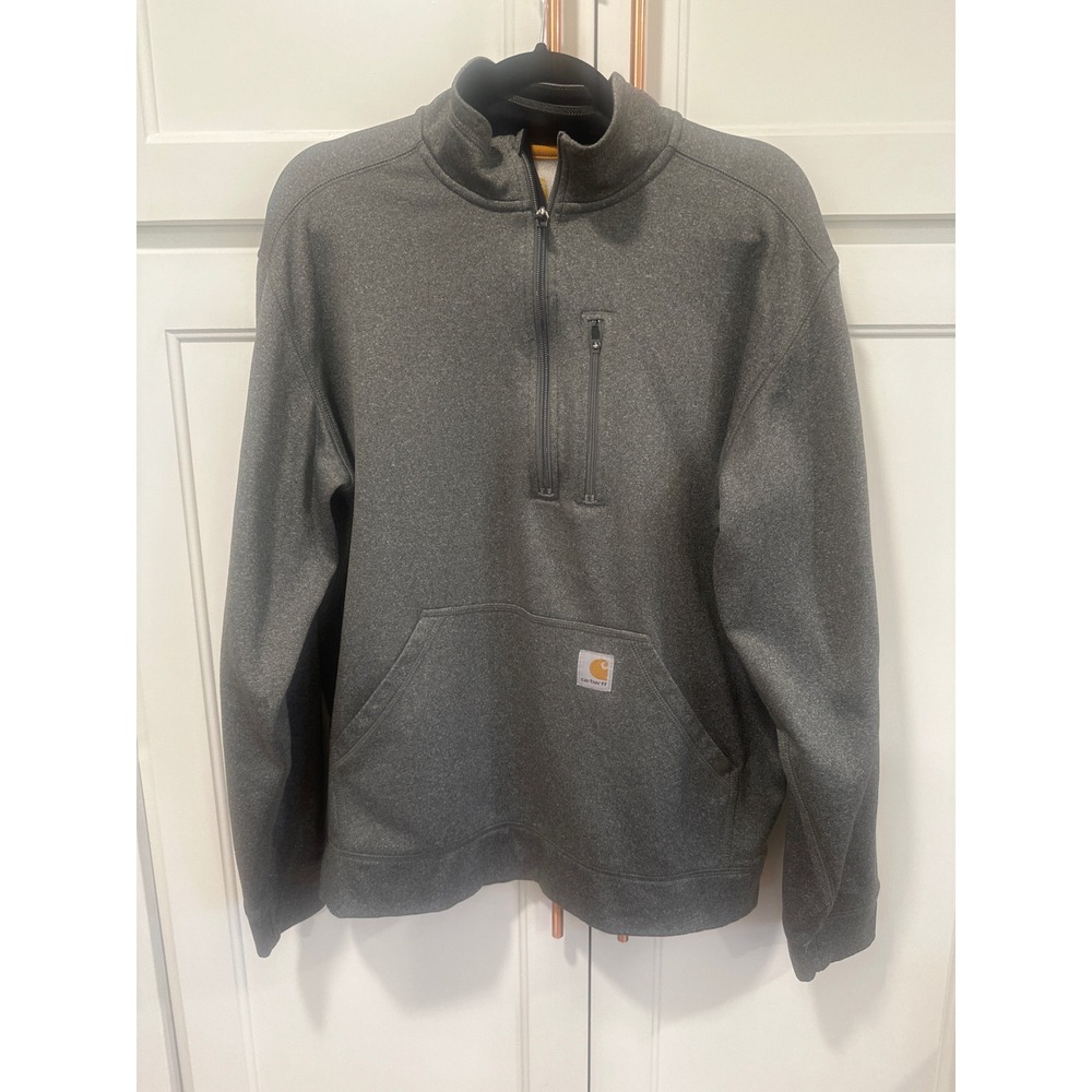 Carhartt Mens Force Extremes Quarter Zip Pullover Gray Relaxed Fit Large work